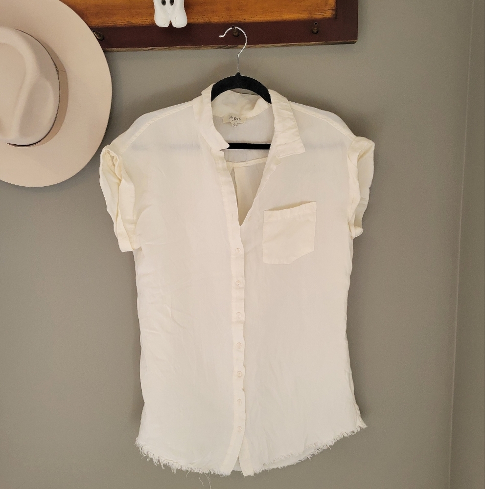 Umgee Off White Cotton Button Up Size Small - Picture 2 of 9